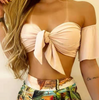 Fashion Sexy Beige One Shoulder Printed Two Piece Set
