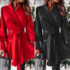 Women'S Casual Fashion Long-Sleeved Solid Color High-Waist Dress