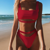 Solid Color Sexy Split Bikinis Swimsuit Set