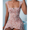 Printed Sweet Floral Lace Short Sleeve Dress