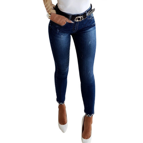 Solid Color Women'S Tight Ipped Jeans