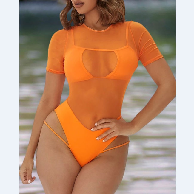 Solid Color Sexy One-Piece Bikini Swimsuit