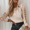 Fashion Solid Color Women's Long Sleeve Lace Top