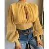 Long Sleeve Solid Color Yellow Top