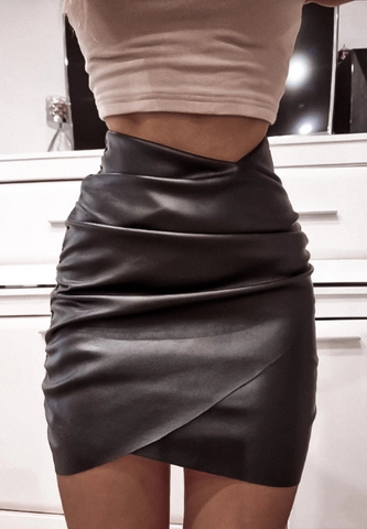 Solid Color Women Black Casual Skirt