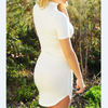 White Sexy Bag Hip Short Sleeve Mini Dress