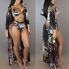 Leaf Print Sunscreen Swimsuit Three-Piece Suit