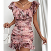 Women'S Printed Lotus Leaf Dress