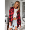 Loose plaid long-sleeved shirt