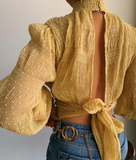 Long Sleeve Solid Color Yellow Top