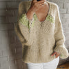 Loose Casual V-Neck Knitted Long-Sleeved Sweater