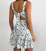 Printed High-Waist Women'S Ruffled Floral Sling Dress