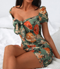 Sexy High Waist Printed Puff Sleeve Dress