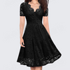 Temperament Fashion V-neck Short Sleeve Lace Dress