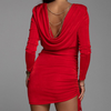 Solid Color Open Back Chain Design Dress