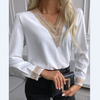 Women's Fashion Long Sleeve V-Neck Chiffon Shirt Top