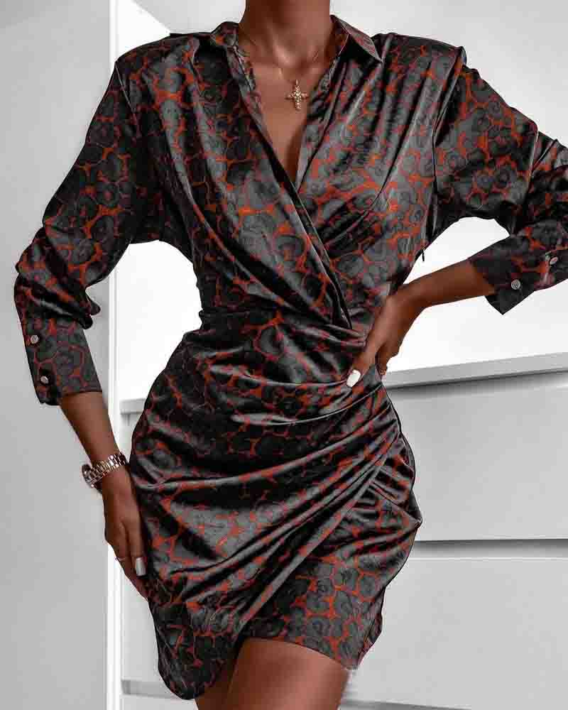 Fashion Sexy Long Sleeve Print Dress