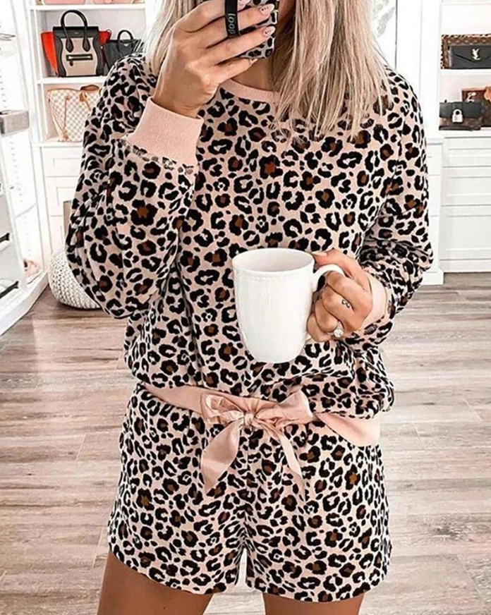 Design Leopard Print Two-piece Set