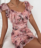 Women'S Printed Lotus Leaf Dress