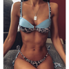 Women Splicing Leopard Print Bikini Swimsuit