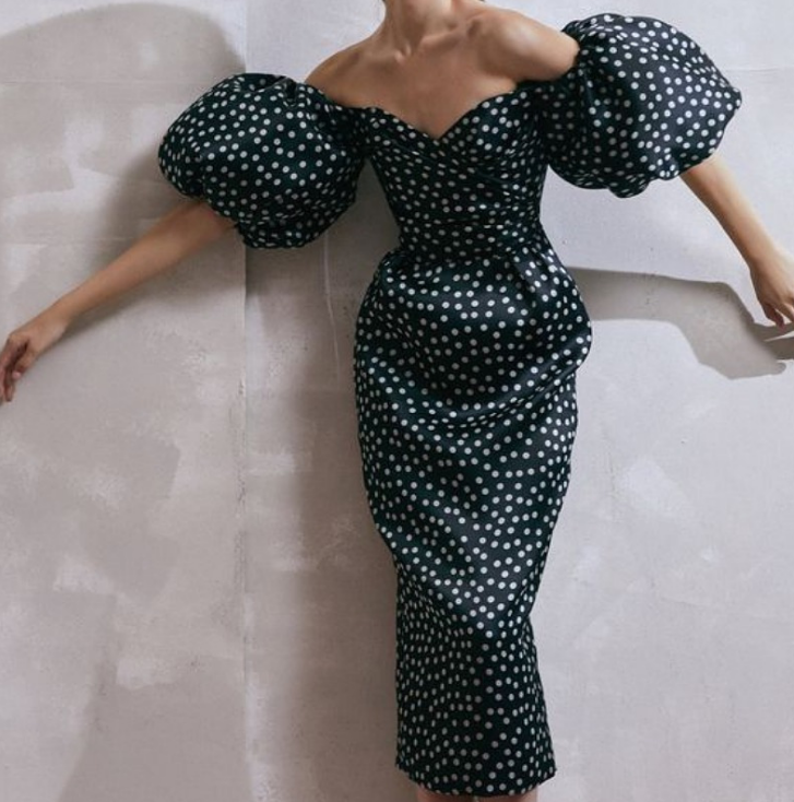 Women'S Sexy Polka Dot Print High Waist Dress