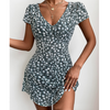 Short Sleeve Women's V-Neck Printed Dress