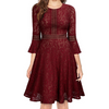 Solid Color Round Neck Lace Slim Dress