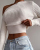 Women's Elegant White Long Sleeve Sweater