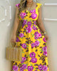 Women Yellow Print Sleeveless Dress