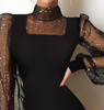 Solid Color Skinny Long Sleeve Black Dress