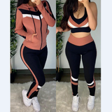 Long Sleeve Hooded Sports Sexy Print Two-piece Set