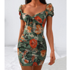 Sexy High Waist Printed Puff Sleeve Dress