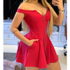 Red One-Shoulder Zipper Dress