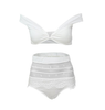 Sexy net yarn white bikini swimsuit split