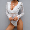 Sexy Long Sleeved V-Neck Lace Jumpsuit