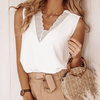 White Stitching Lace Sleeveless Top