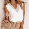 White Stitching Lace Sleeveless Top