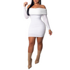 Women's Fashion High Waist Long Sleeve Bag Hip Dress