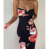 Floral Print Stitching Lace Sling Dress