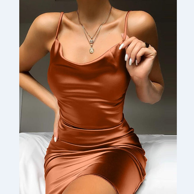 Sling Solid Color Sexy Sleeveless Dress
