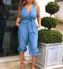 Women'S Fashion Casual Open Back V-Neck Jumpsuit