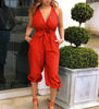 Women'S Fashion Casual Open Back V-Neck Jumpsuit