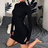 Slim Sexy High-Necked Long-Sleeved Package Hip Dress