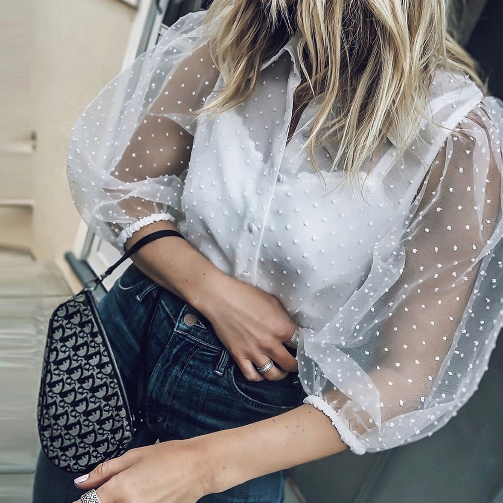 Lace Embroidered Long Sleeve Shirt