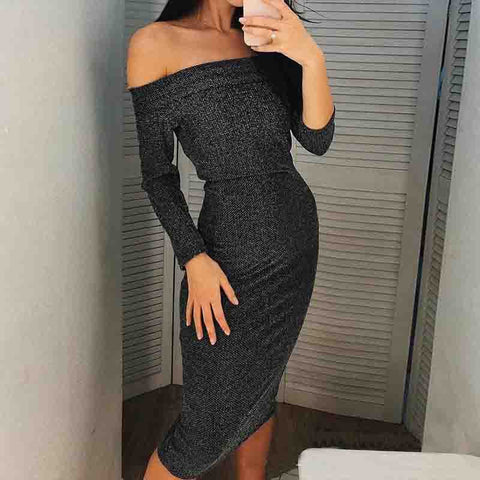 Sexy Off Shoulder Long Sleeve Dress