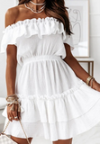 Women'S Loose Short Sleeve Solid Color Dress