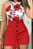 Design Print Sleeveless Two-piece Set