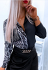 Long Sleeve Leopard Print Contrast Hot Diamond Shirt
