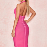 Solid Color Sexy Deep V Backless Sleeveless Hip Dress
