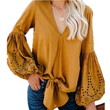 V-Neck Loose Lace Top